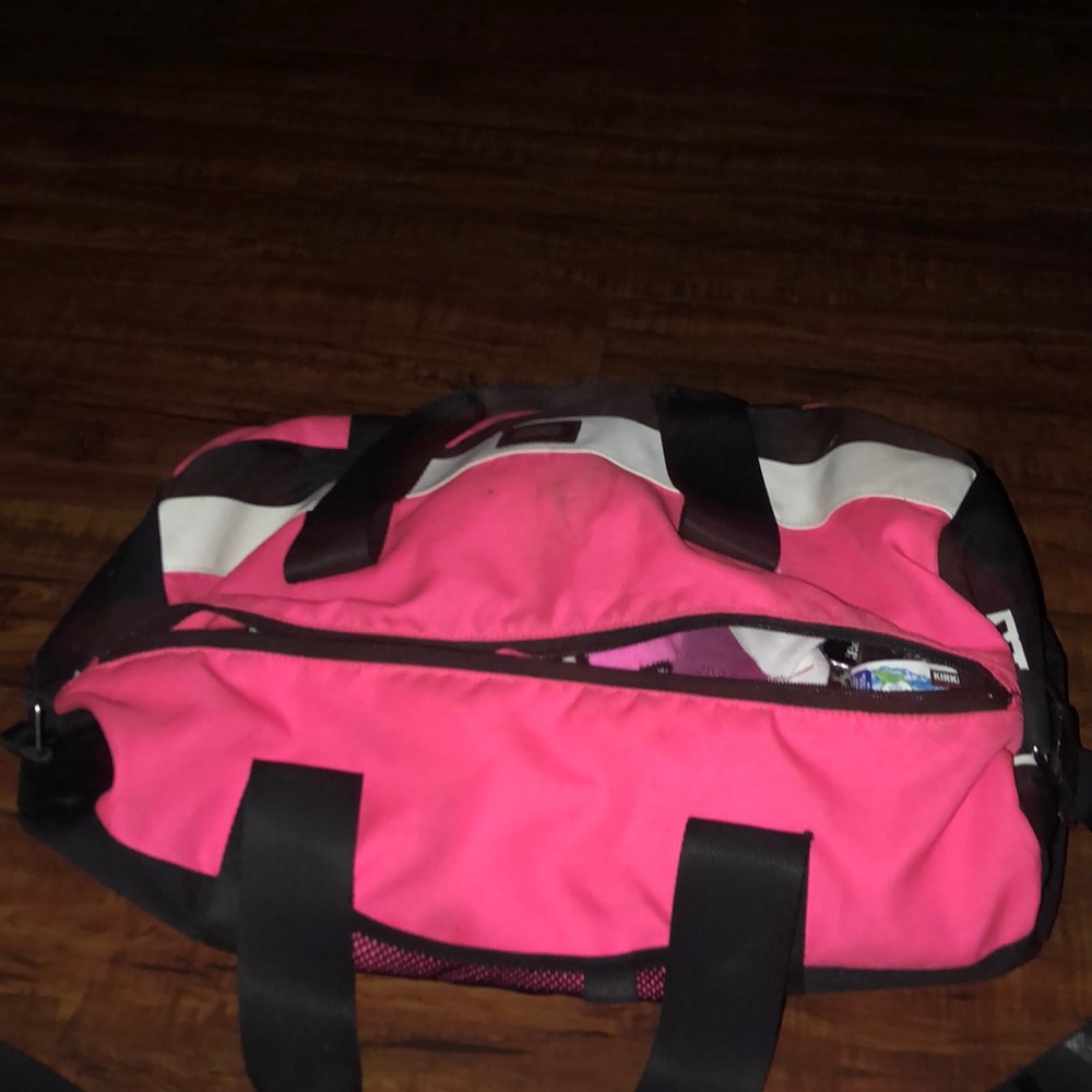 pink duffel bag